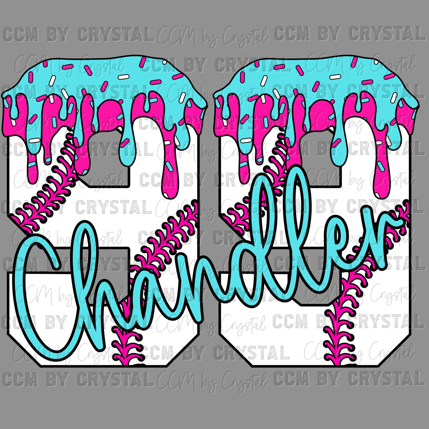 Personalized Baseball Name/Mascot and Ice Cream Drip Number Ready to Press Transfer DTF Transfer Sublimation Transfer