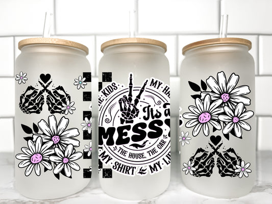 It's All Messy UV DTF Transfer 16oz Libby Glass Can Wrap Ready to Apply