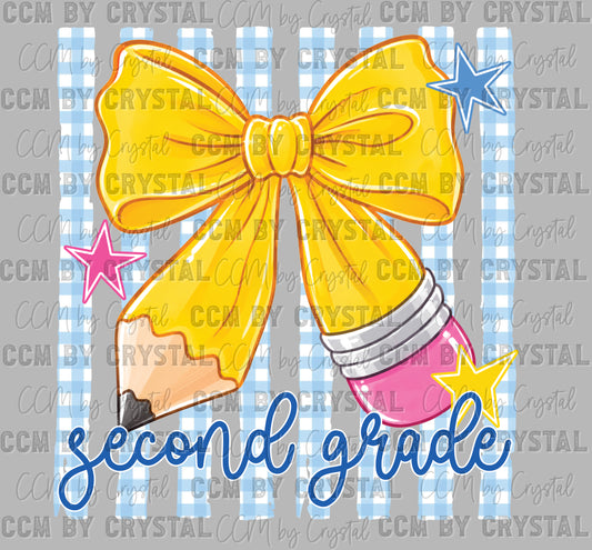 2nd Grade Bow Back to School Ready to Press DTF Transfers Sublimation Transfers