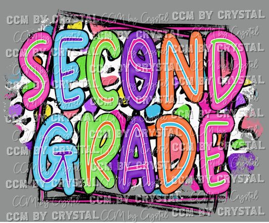 Second Grade Colorful Leopard Background Ready to Press Transfer