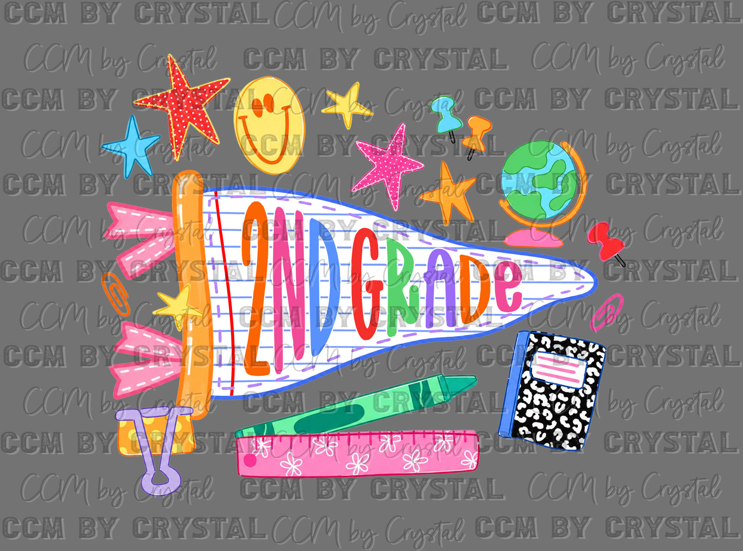 2nd Grade Pennant Back to School Ready to Press DTF Transfers Sublimation Transfers