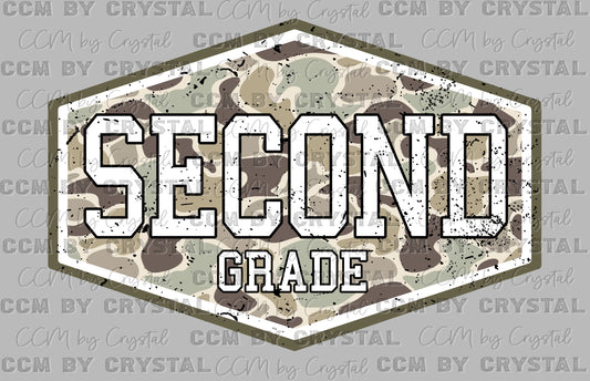 2nd Grade Camo Back to School Ready to Press DTF Transfers Sublimation Transfers