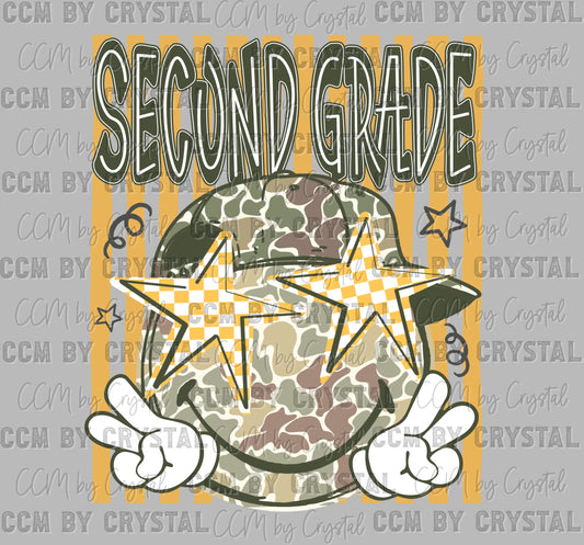2nd Grade Camo Stars Back to School Ready to Press DTF Transfers Sublimation Transfers