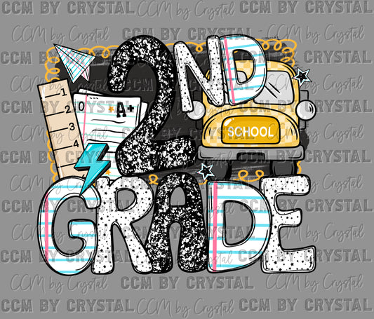 2nd Grade Back to School Ready to Press Transfer DTF Transfer Sublimation Transfer