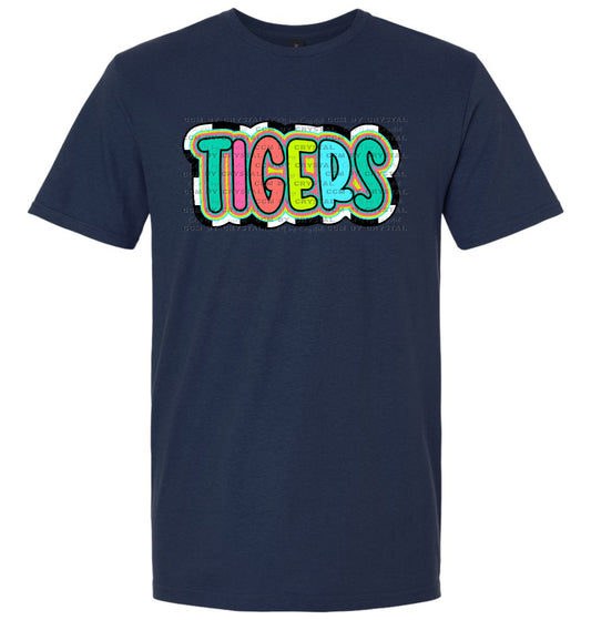 Colorful Tigers Checkered T-Shirt