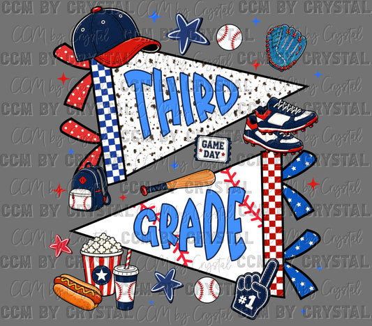 3rd Third Grade Back to School Baseball Ready to Press DTF Transfers Sublimation Transfers