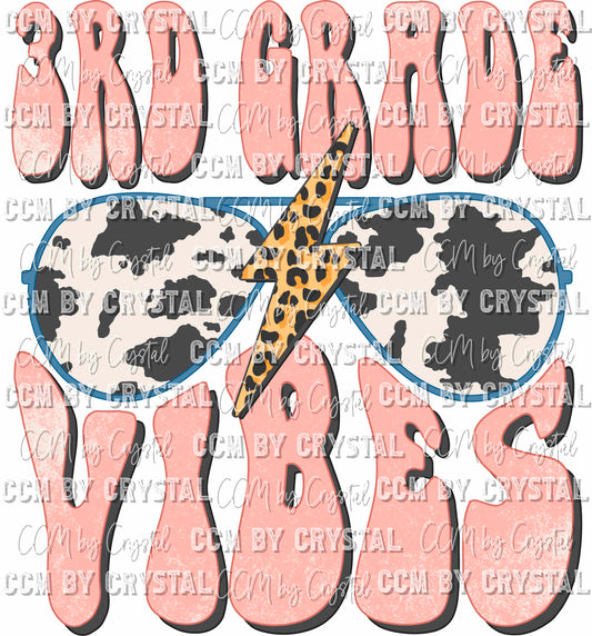 3rd Grade Vibes Cow Print Leopard Back to School Elementary School Ready to Press Transfer