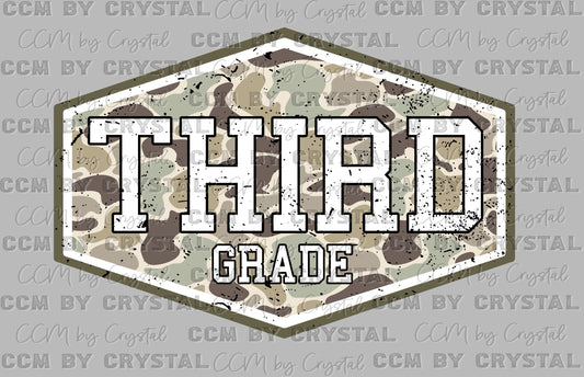 3rd Grade Camo Back to School Ready to Press DTF Transfers Sublimation Transfers