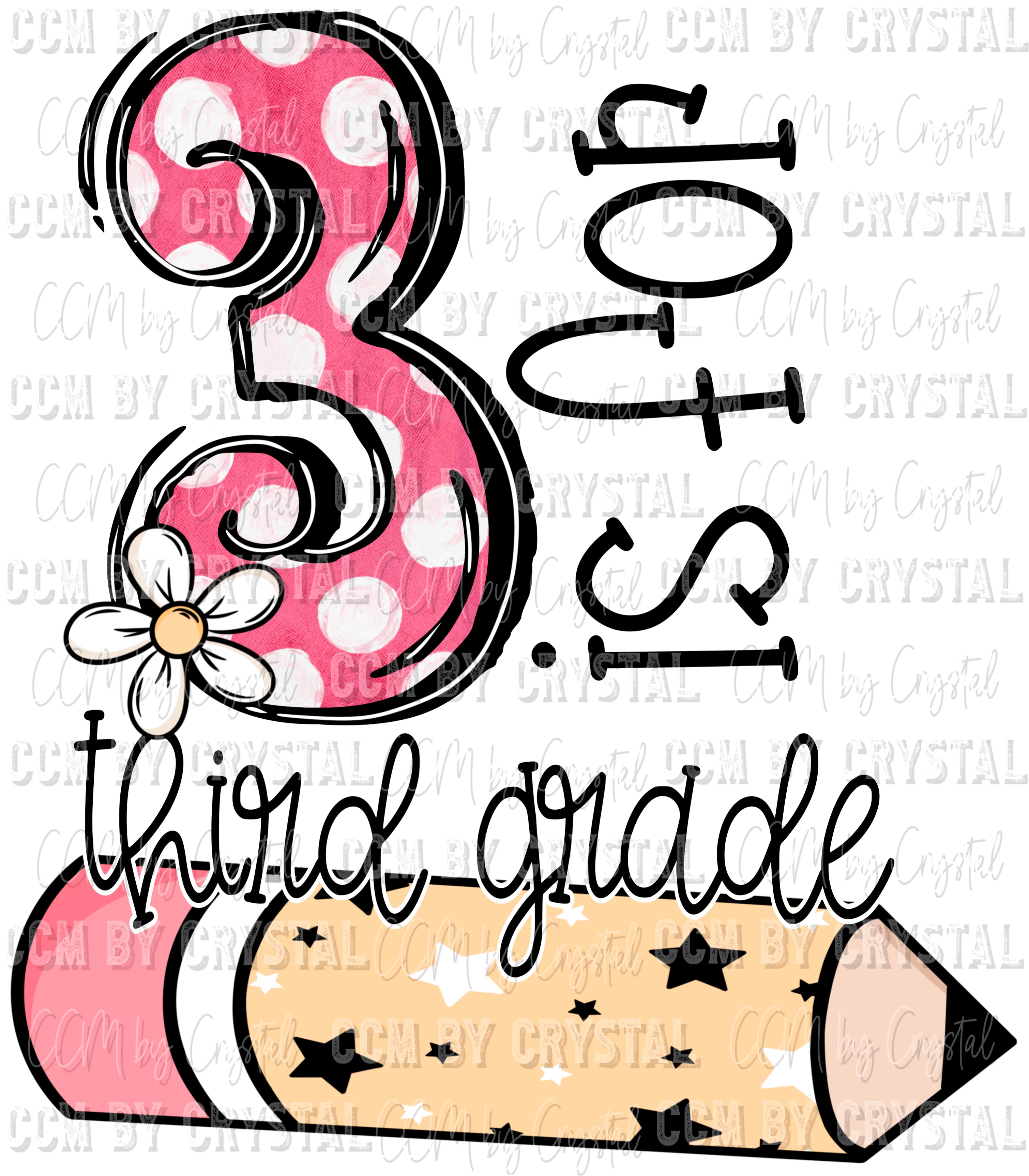 3 is for Third Grade School Ready to Press Transfer DTF Transfer Subli ...
