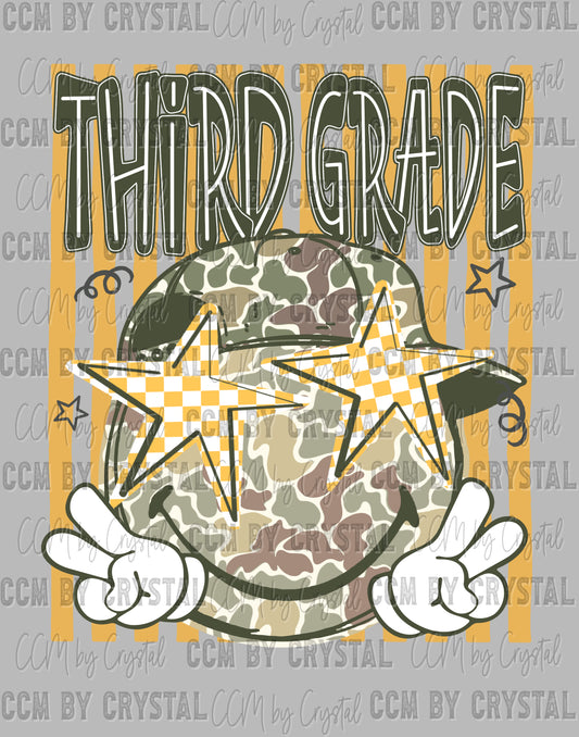 3rd Grade Camo Stars Back to School Ready to Press DTF Transfers Sublimation Transfers