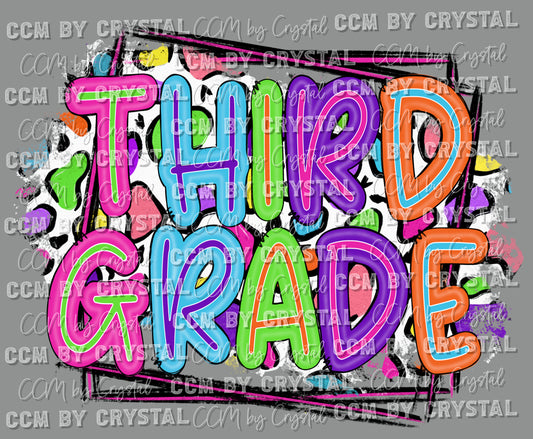 Third Grade Colorful Leopard Background Ready to Press Transfer