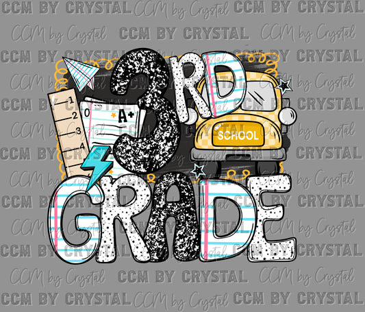 3rd Grade Back to School Ready to Press Transfer DTF Transfer Sublimation Transfer