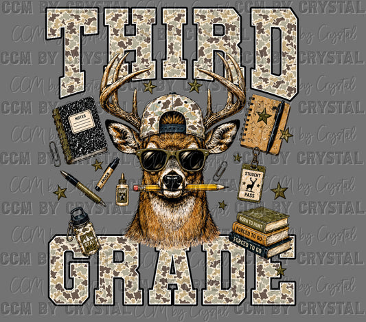 Third 3rd Grade Camo Deer Back to School Ready to Press DTF Transfers Sublimation Transfers