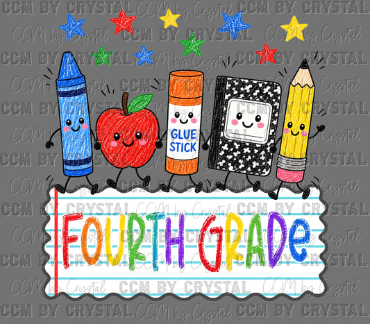 Fourth 4th Grade Back to School Ready to Press DTF Transfers Sublimation Transfers