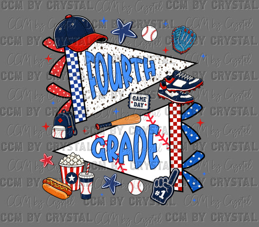 4th Fourth Grade Back to School Baseball Ready to Press DTF Transfers Sublimation Transfers