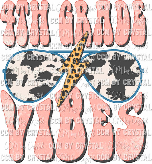 4th Grade Vibes Cow Print Leopard Back to School Elementary School Ready to Press Transfer