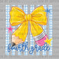 4th Grade Bow Back to School Ready to Press DTF Transfers Sublimation Transfers