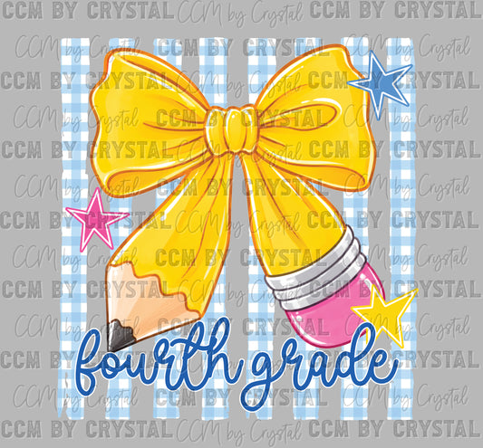 4th Grade Bow Back to School Ready to Press DTF Transfers Sublimation Transfers