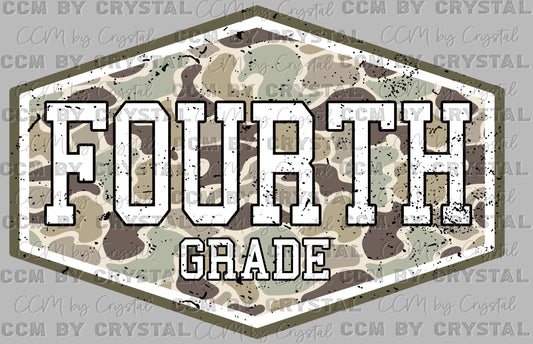 4th Grade Camo Back to School Ready to Press DTF Transfers Sublimation Transfers