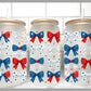 Red, White and Blue Bows 4th of July UV Transfer 16oz Libby Glass Can Wrap Ready to Apply