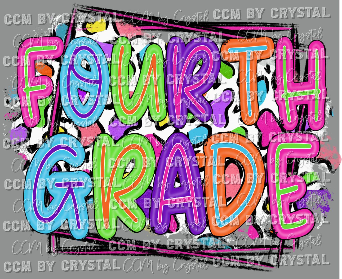 Fourth Grade Colorful Leopard Background Ready to Press Transfer