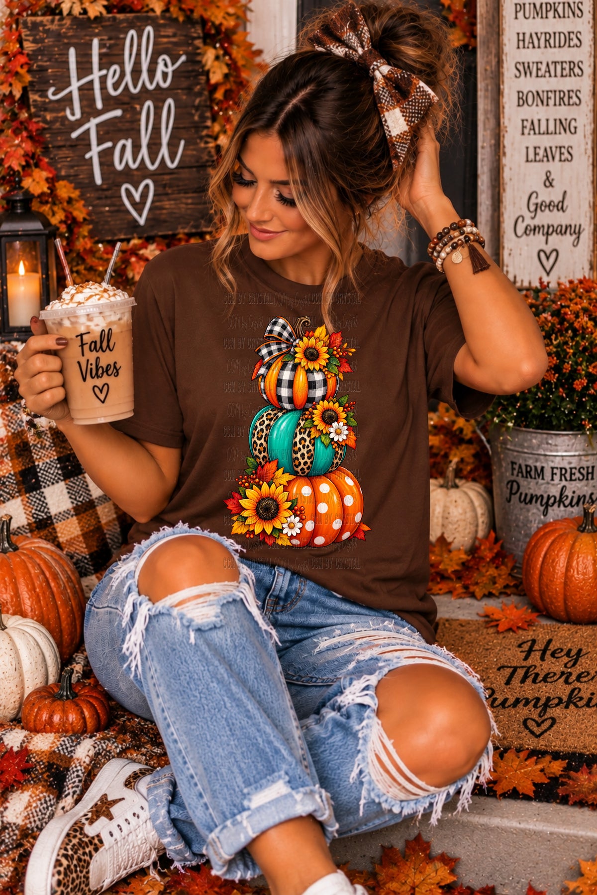 UTMB Fall Pumpkins Brown T Shirt