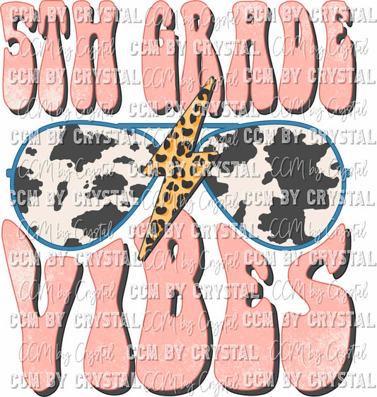 5th Grade Vibes Cow Print Leopard Back to School Elementary School Ready to Press Transfer