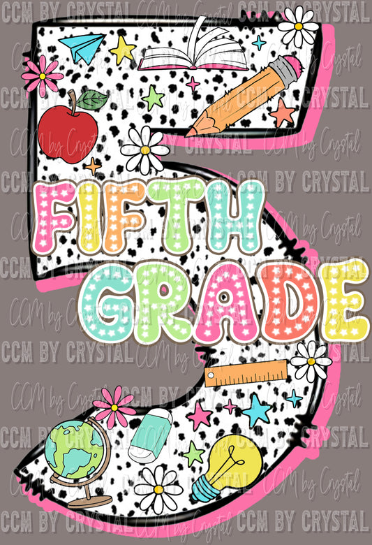 Back to School Fifth Grade Ready to Press Transfer