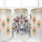 Bull Skull Aztec UV Transfer 16oz Libby Glass Can Wrap Ready to Apply