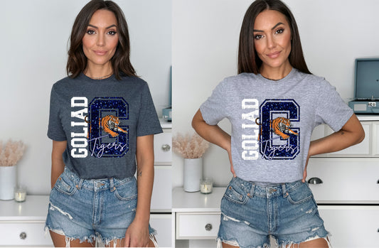 G Tigers Faux Glitter Goliad T Shirt