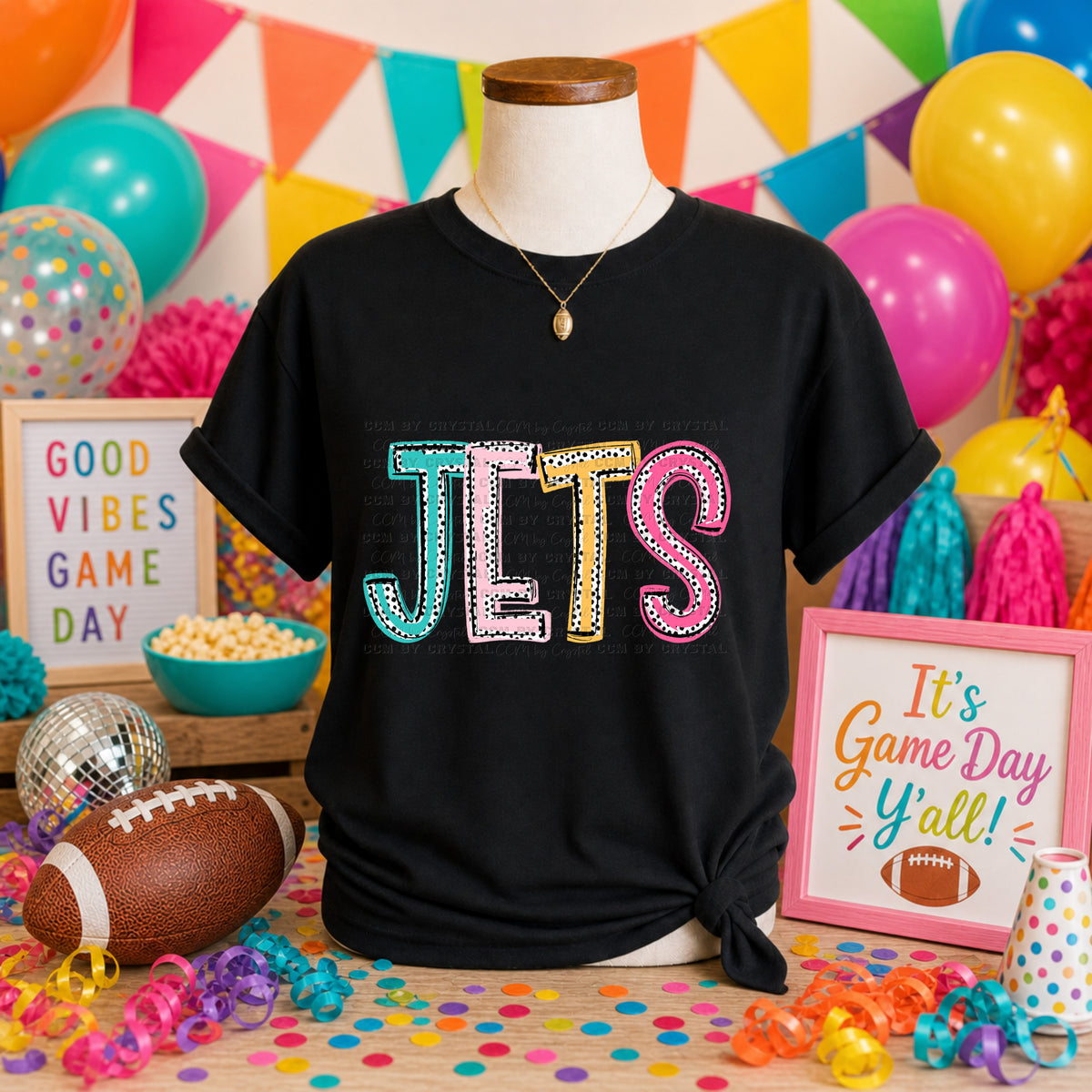 Jets Mascot Dots Ready to Press DTF Transfers Sublimation Transfers