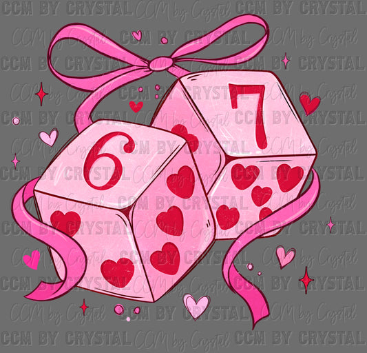 Valentines Day Dice 67 Ready to Press Instant Peel DTF Transfers Sublimation Transfers