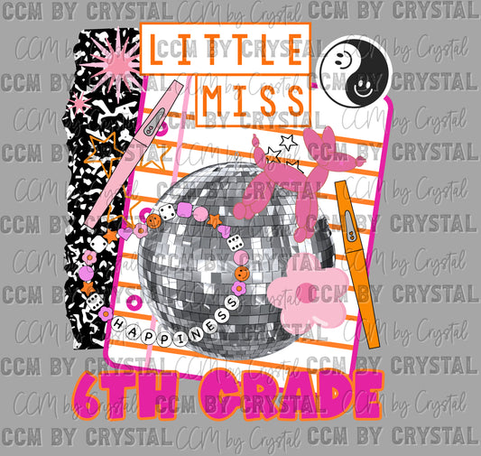 6th Grade Disco Back to School Ready to Press Transfer DTF Transfer Sublimation Transfer