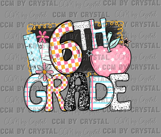 6th Grade Back to School Ready to Press Transfer DTF Transfer Sublimation Transfer
