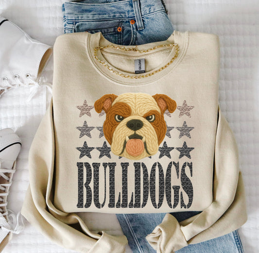 Bulldogs Mascot Faux Yarn Ready to Press DTF Transfers Sublimation Transfers