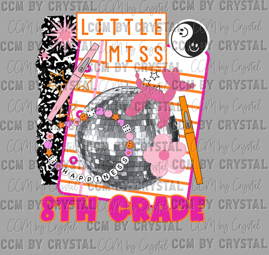 8th Grade Disco Back to School Ready to Press Transfer DTF Transfer Sublimation Transfer