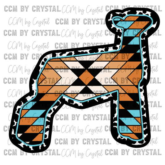Rodeo Aztec Show Lamb Ready to Press Transfer