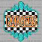 Orange Badgers Mascot Turquoise Concho Ready to Press Transfer DTF Transfer Sublimation Transfer