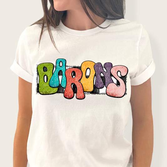 Barons Retro Mascot Ready to Press Transfer DTF Transfer Sublimation Transfer