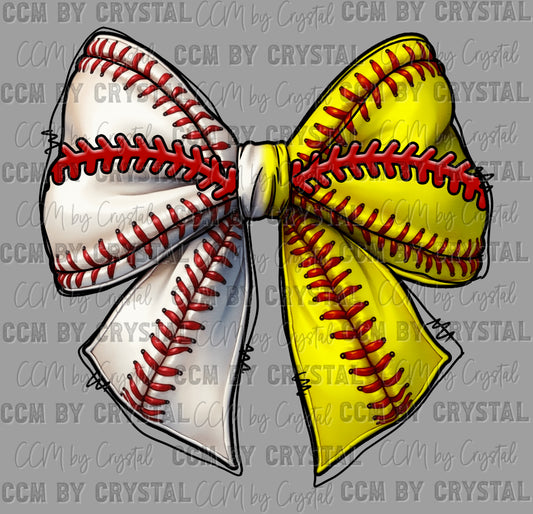 Baseball Softball Bow Ready to Press Transfer DTF Transfer Sublimation Transfer