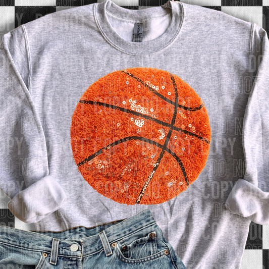 Basketball Faux Fake Sequins Ready to Press Transfer Instant Peel DTF Transfer Sublimation Transfer