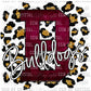 B Bulldogs Maroon and Gold Leopard Print Ready To Press Transfer