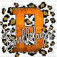 B Bulldogs Orange and Gold Leopard Print Ready To Press Transfer