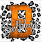 B Bulldogs Orange and Silver Leopard Print Ready To Press Transfer