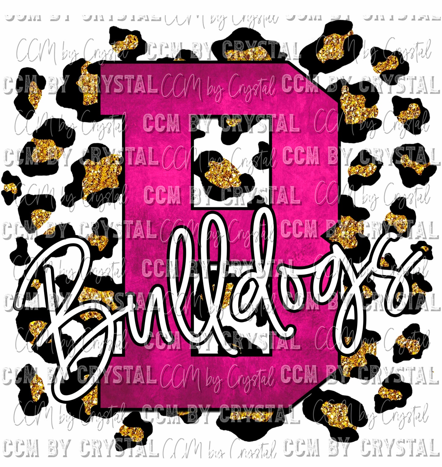 B Bulldogs Pink and Gold Leopard Print Ready To Press Transfer