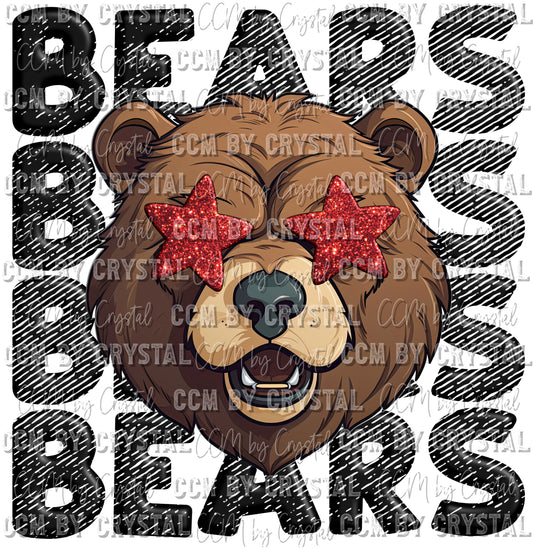 Bears Stacked Red Stars Mascot Ready to Press Transfer