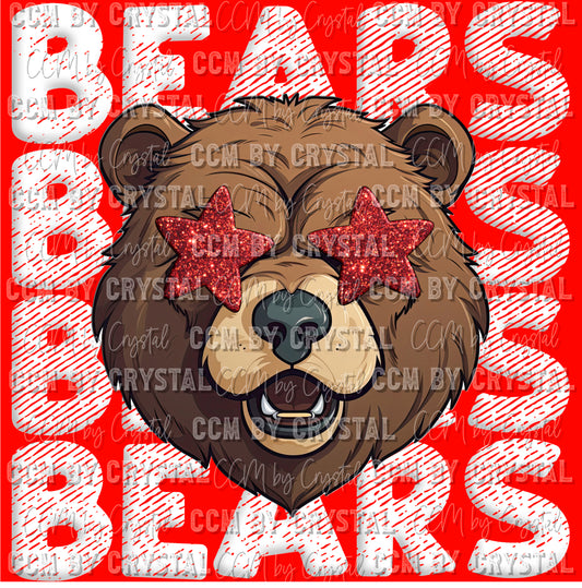 Bears Stacked Red Stars Mascot Ready to Press Transfer