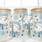 Blue Snowmen Winter Christmas UV Transfer 16oz Libby Glass Can Wrap Ready to Apply