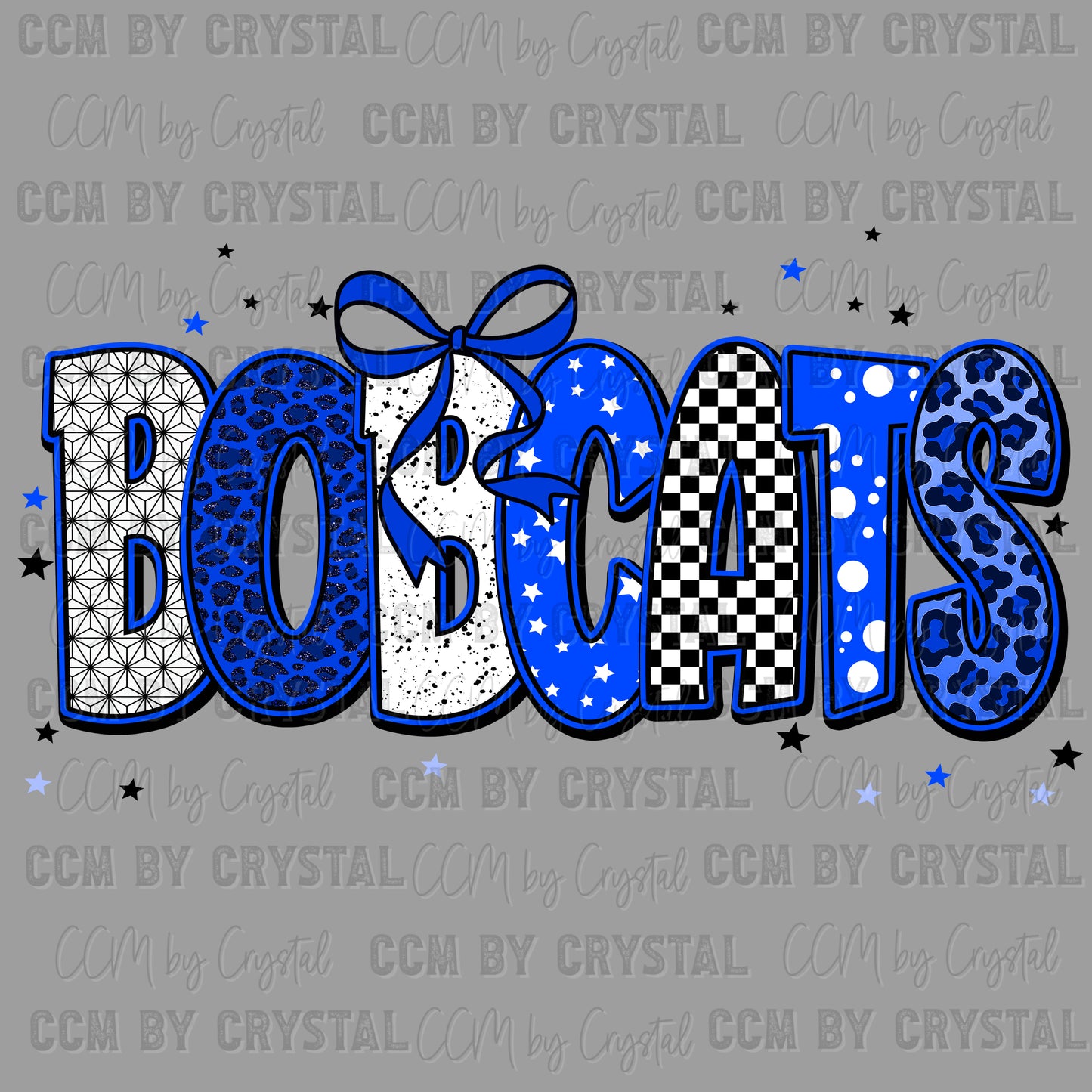 Bobcats Blue Mascot Ready to Press Transfer DTF Transfer Sublimation Transfer