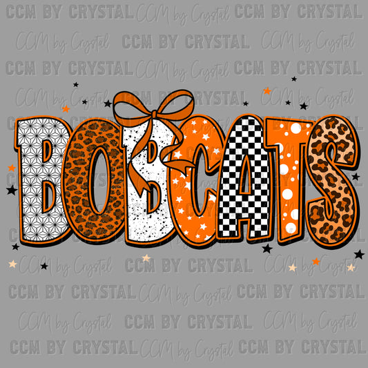 Bobcats Orange Mascot Ready to Press Transfer DTF Transfer Sublimation Transfer